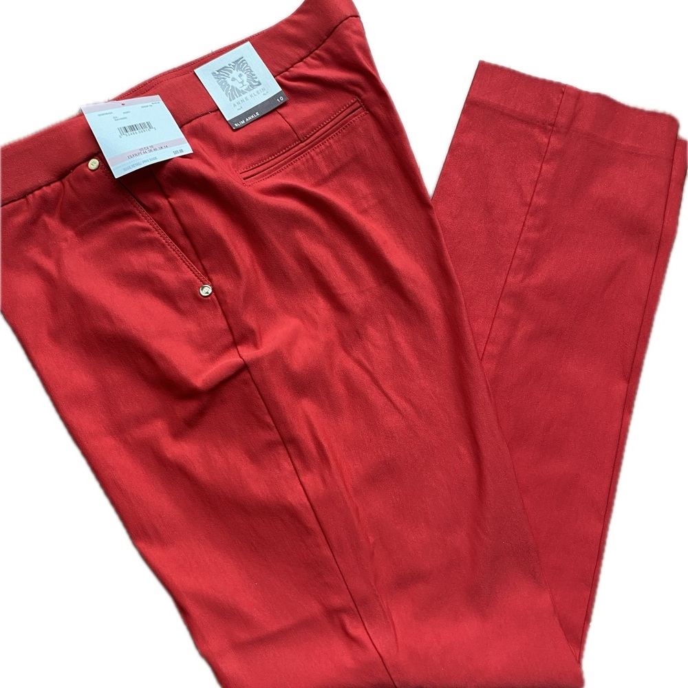 Anne Klein Red Slim Ankle Pants